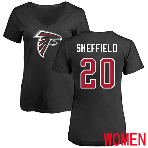 Atlanta Falcons Black Women Kendall Sheffield Name And Number Logo NFL Football #20 T Shirt